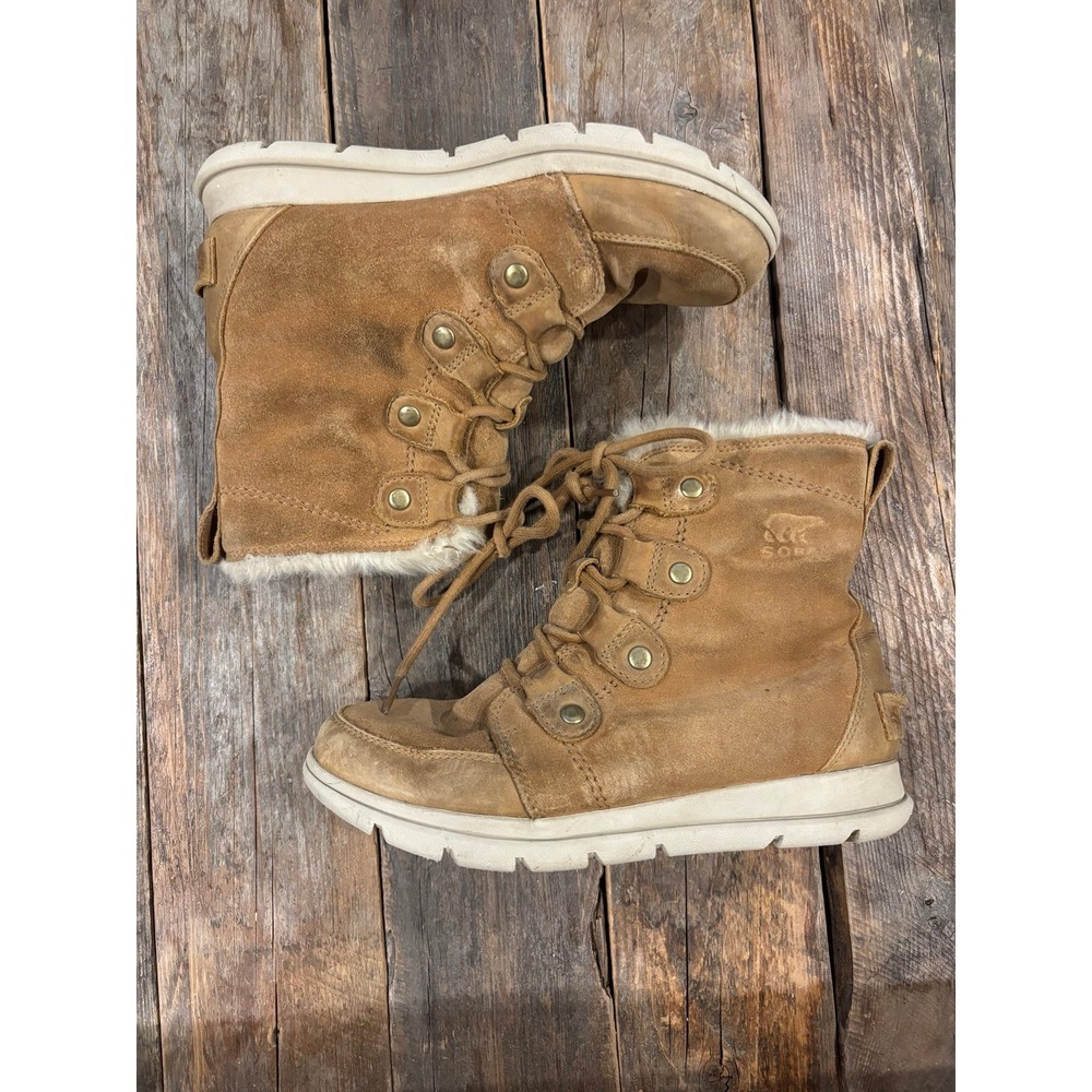 Sorel Womens Brown Suede Winter Boots Fur Trim NL3039-224 Tan 7.5